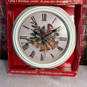 White Christmas Caroling Wall Clock. White. New